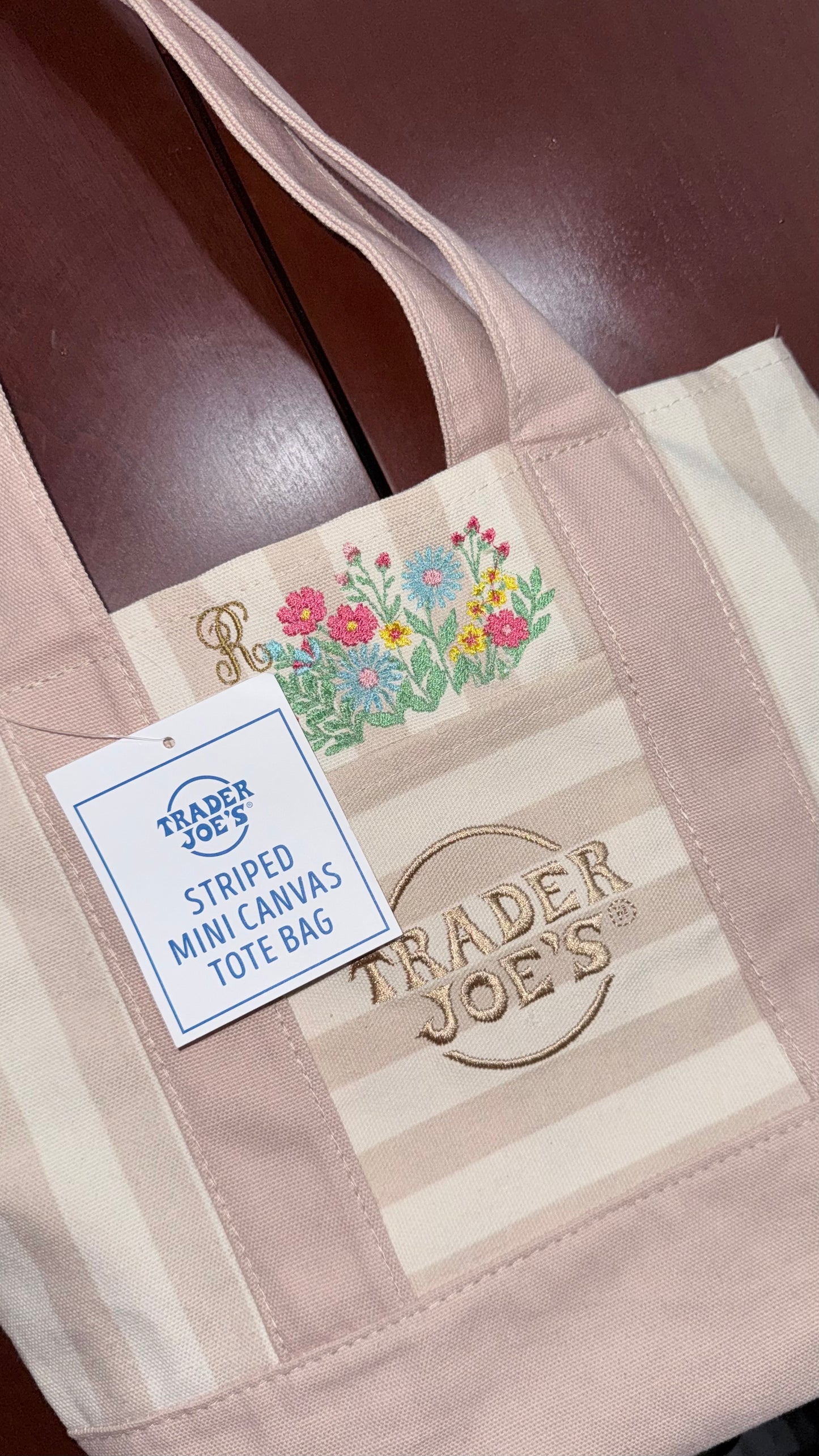 Customized Embroidered Trader Joe's Mini Canvas Tote